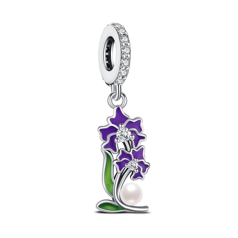 New Original Flower Pendant 925 Silver Rose Charm Fit Bracelet Diy For Women Elegant Bead Daily Wear Fine Gift