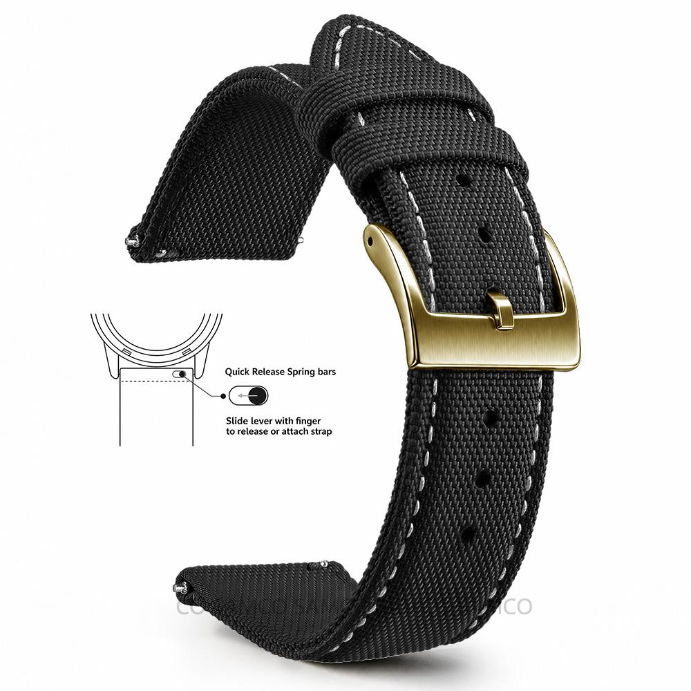 Superior Sailcloth European Watch Bands, Premium Nylon Watch Bands, 18mm 20mm 22mm Quick Release Watch Straps, for Men Women