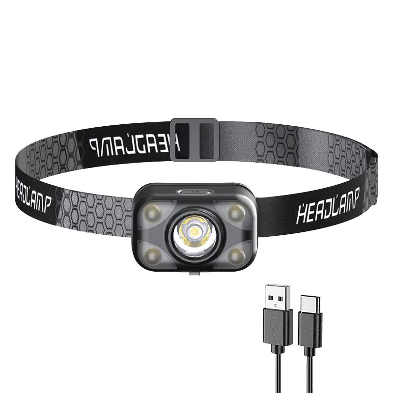 

Легкий светодиодный налобный фонарь для рыбалки, перезаряжаемый, поддерживает белый/теплый желтый/красный три цвета света, водонепроницаемая лампа