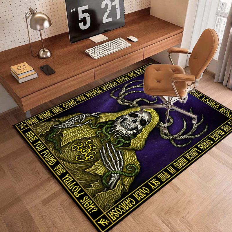 1 STKS Schedel Donker Gotisch Patroon Bedrukte Tapijt Vloerkleed voor Woonkamer Slaapkamer Huis Bank Decoratie, Antislip Vloermat Vloermat