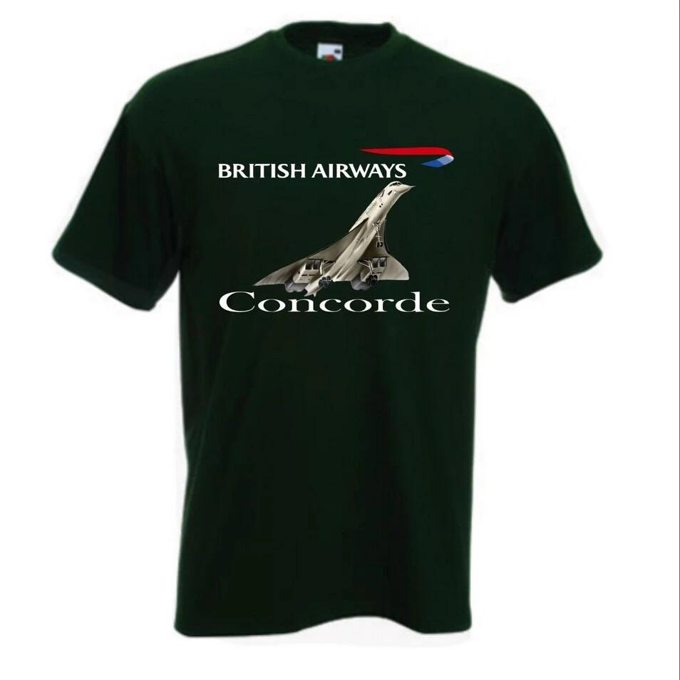 British Airways Concorde Ретро Британский Самолет Путешествия Пилот Футболка с коротким рукавом Повседневная 100% Хлопок Круглый вырез Летняя Мужская Футболка S