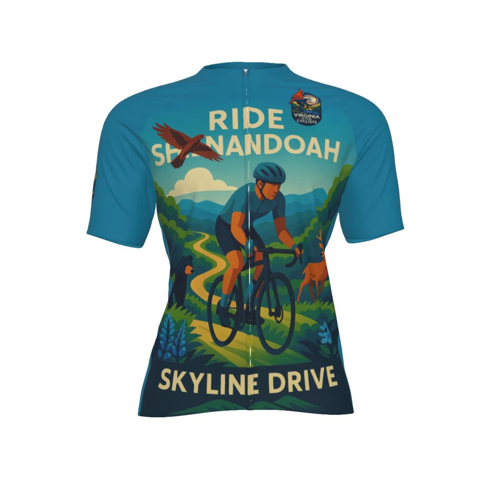 Ride the Skyline Cycling Jersey – Shenandoah National Park Skyline Drive – Bold Full-Print Men s & W M