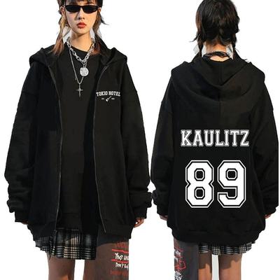 Tricou cu glugă și fermoar Tokio Hotel Kaulitz pentru bărbați și femei Îmbrăcăminte sport și casual cu glugă din fleece cu fermoar