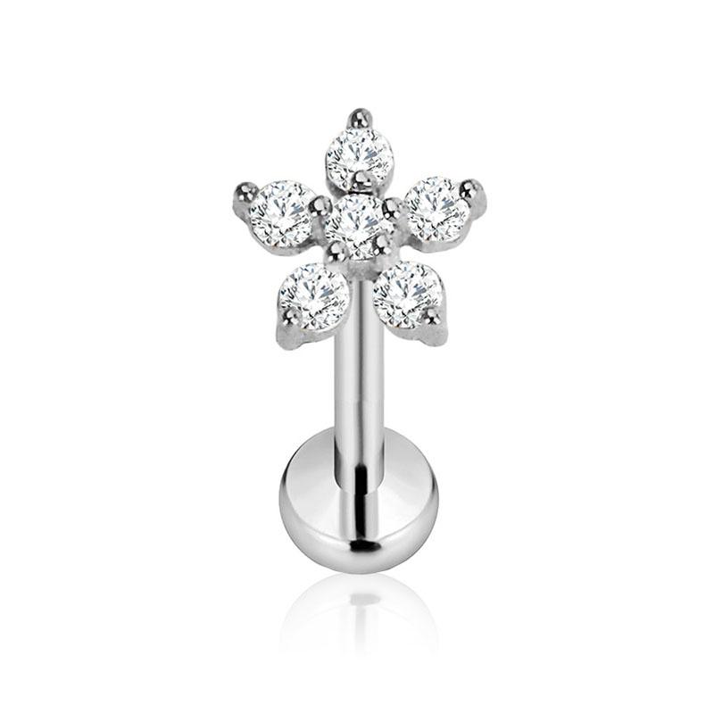 Titanio ASTM F136 G23 Fiore Luna Farfalla Piercing Senza Filettatura Spillo Fulmine Push-in Stud per Labbra Daith Conch Orecchino 16G 18G 20G