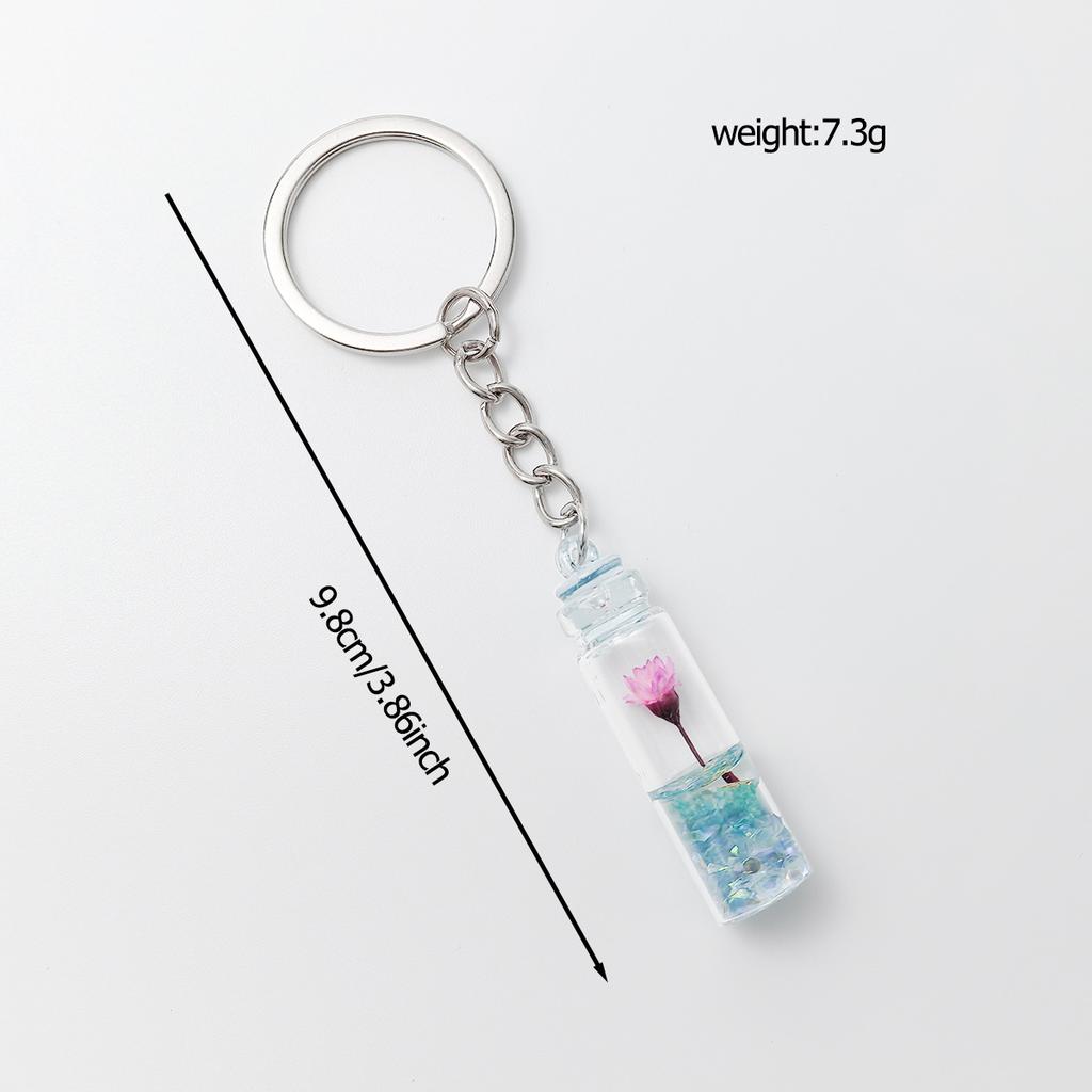 5 Pcs Creative Luminous Wishing Bottle Keychain Immortal Flower Bottle Pendant Couple Family Keychain Pendant