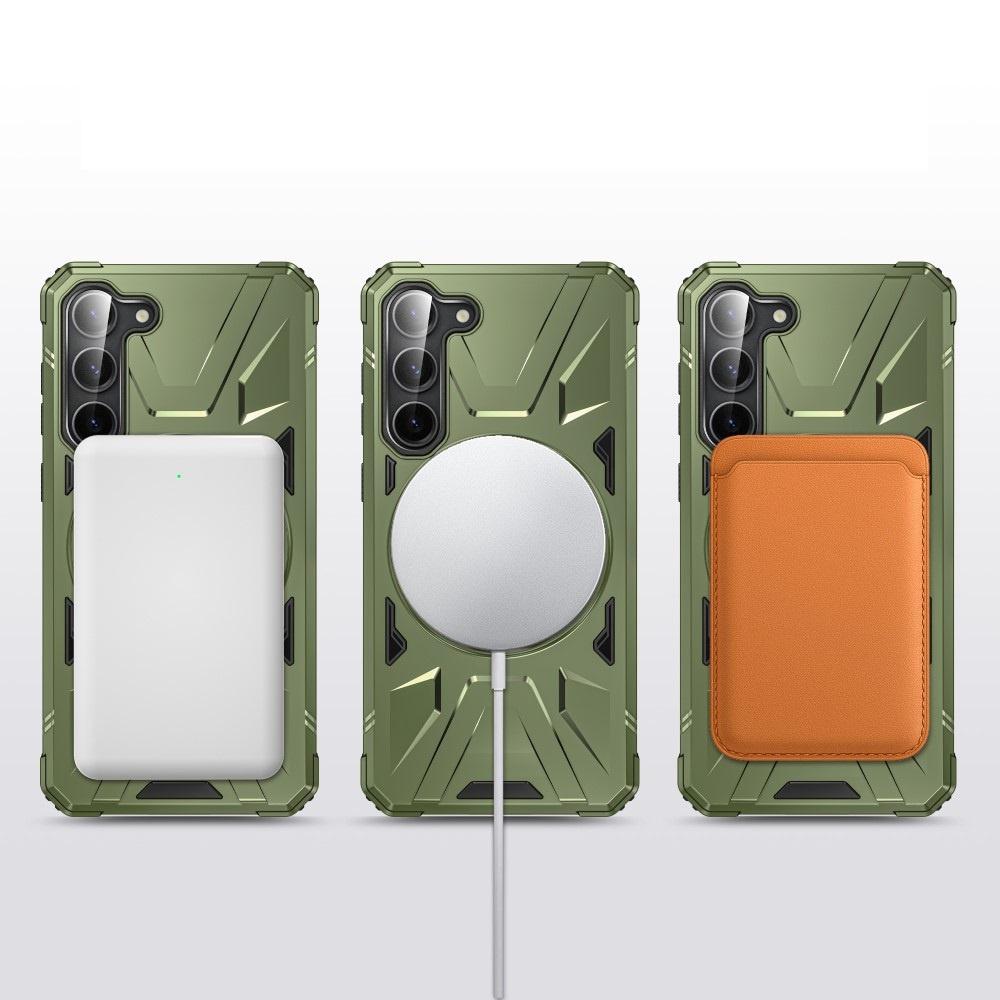 Case for Samsung Galaxy S24, Armored with a Stand and a Plate for the Holder, Green