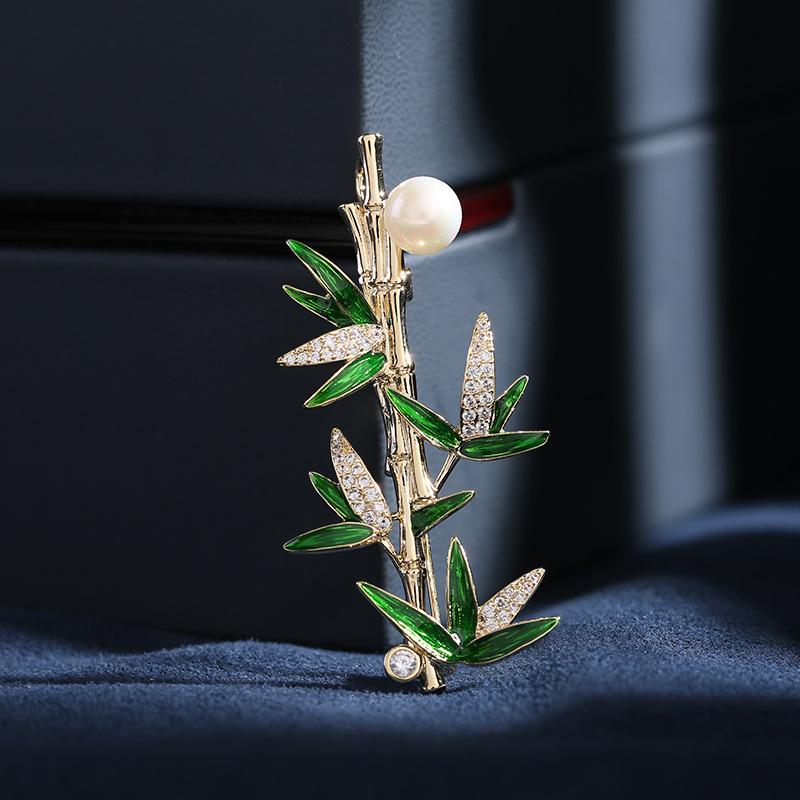 

Элегантный темперамент анти-легкий пряжка ципао платье аксессуары высокого класса чувство восходящая бамбуковая брошь золотой