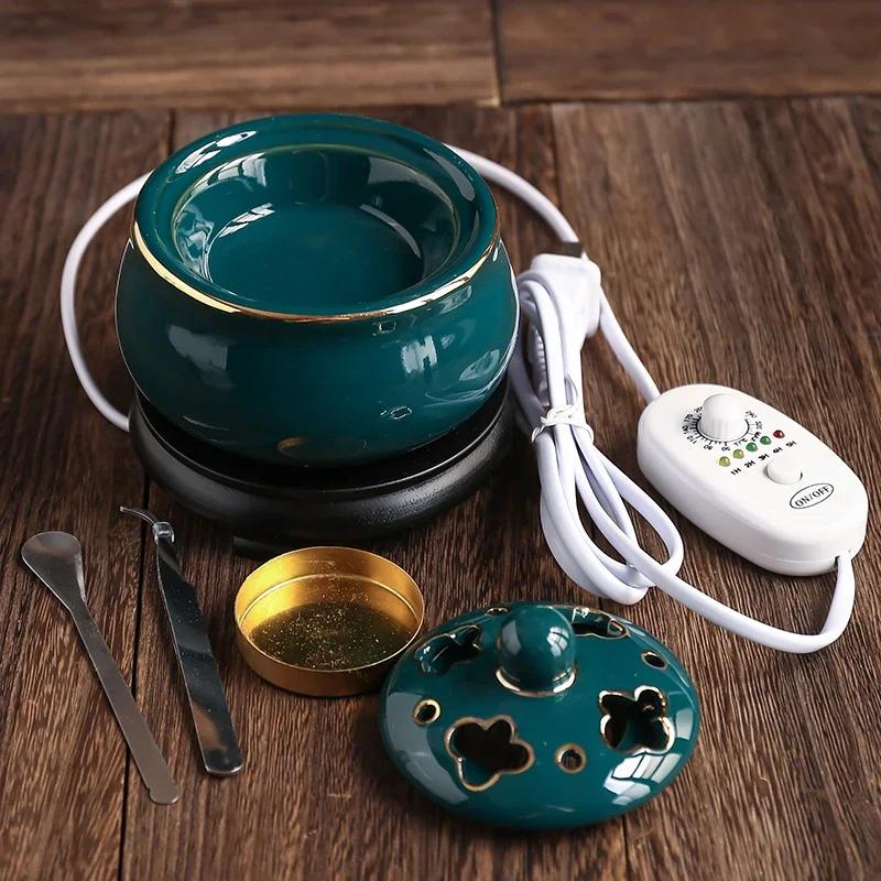 FY Elektrische Wierookbranders 110V/220V Plug-in Sandelhout OUD Wierookvat , Getimed Temperatuur Keramische Essentiële Olielamp