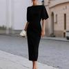 Work Dress for Women Boat Neck Batwing Half Sleeve Pencil Sheath Dress Formal Business Office Midi Dress