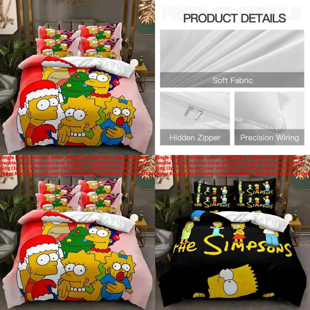 The Simpsons Cartoon Bedding Set With Reactive Dye Printing For Modern Home Decor