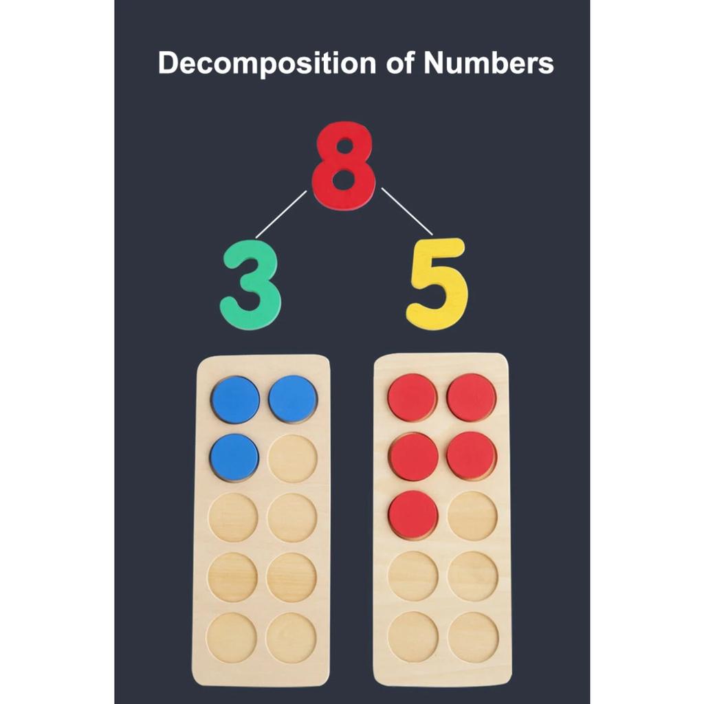 Zabawka Montessori Dziesięciopolowa Kognitywna Liczba Cyfrowa Liczenie Dzieci Trening Logiczny Matematyki Pomoce Dydaktyczne Wczesnej Edukacji Gra Matematyczna dla Dzieci