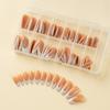 120 Pieces Gel Coffee Background White French Wearing Armor Long/Short Chameleon Laser Fake Nail Nail Nail Piece