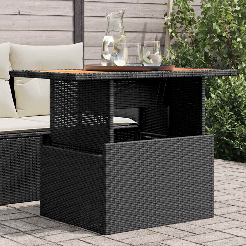 Vidaxl Gartentisch, Schwarz, 100X55X73 Cm, Polyrattan Und Akazie