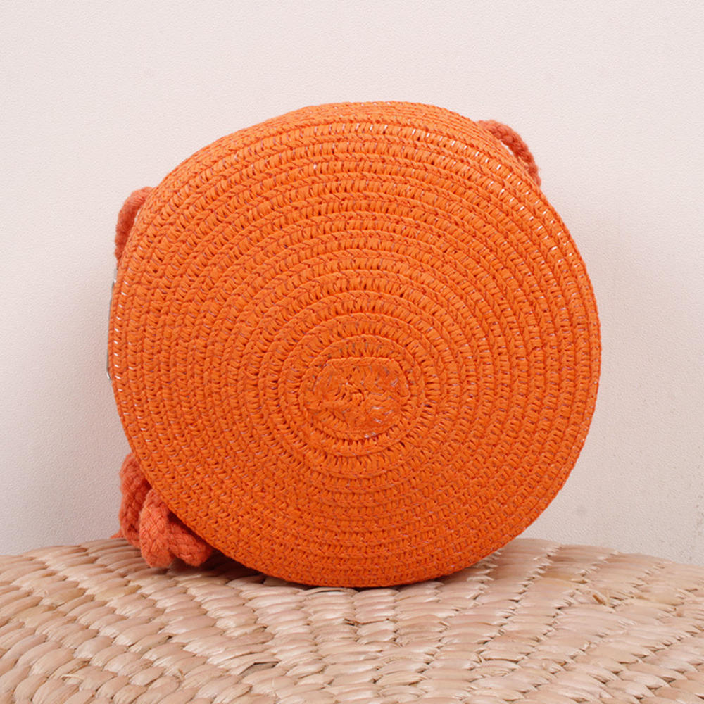 Handmade Straw Bag Women Woven Beach Crossbody Bag Ladies Shoulder Rattan Handmade Knitted Candy Color Small Handbag