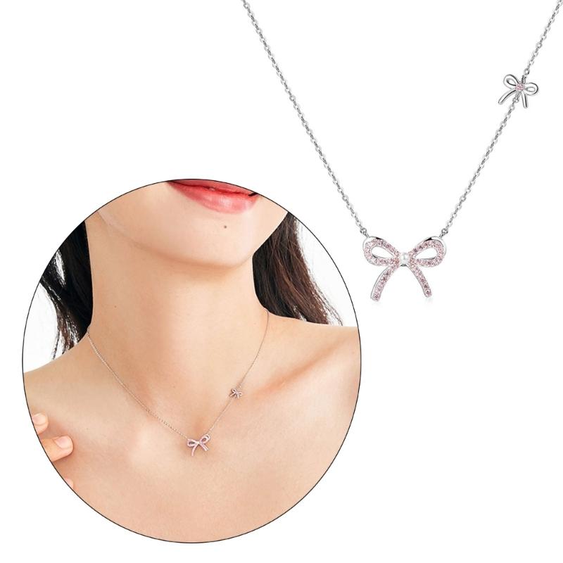 Blingbling Crystal Diamante Bowknot Necklace Clavicle Chain Gifts for Girls Present Sexy Diamante Clavicle Chain