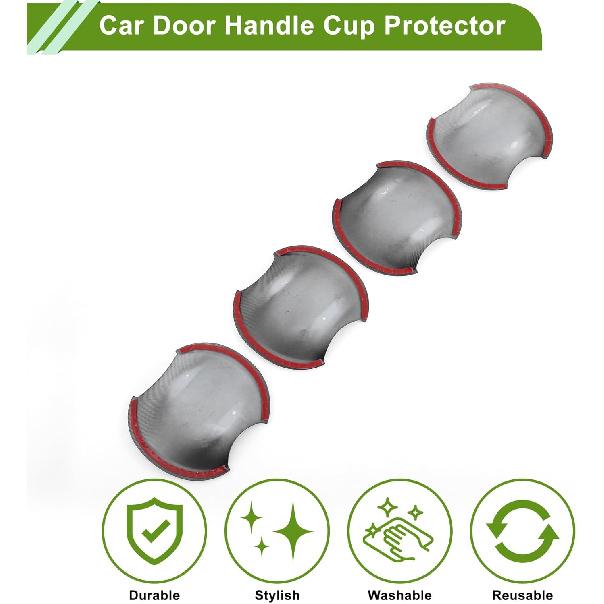 Car Door Handle Cup Protector for Honda Civic 8th 2006-2011 Carbon Fiber Black ABS 4 Pcs