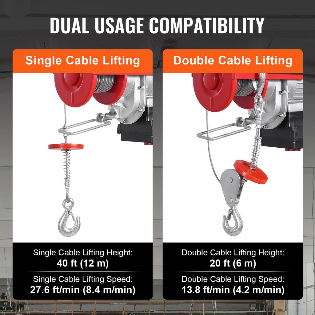SucceBuy 1320 Lbs Electric Hoist Crane with 328 Ft Wireless 40 Ft Single Cable Lifting Height Electric Lift Hoist for Factory