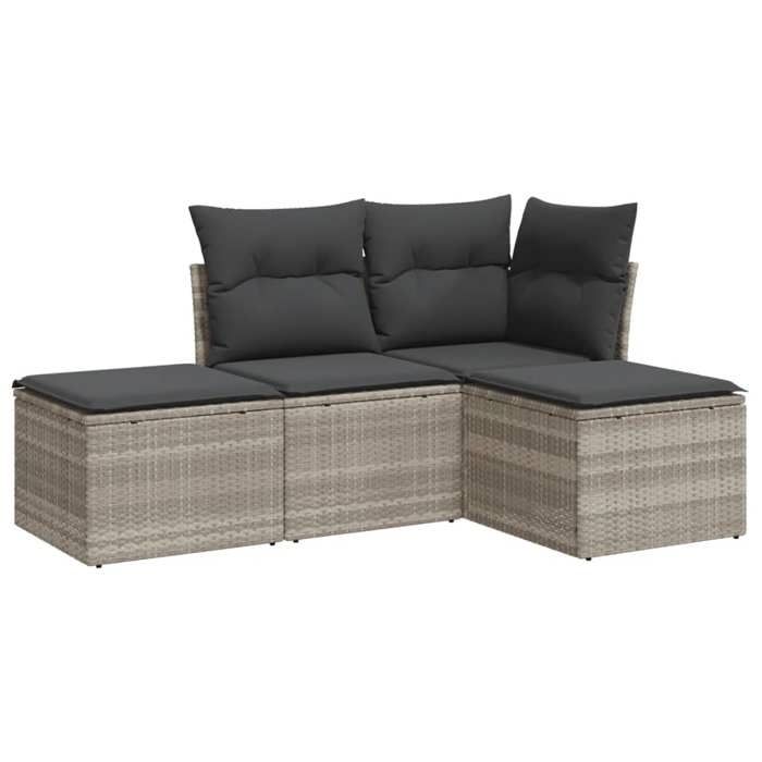 VidaXL Salon de Jardin avec Coussins 4 pcs, Canapés avec Pieds Réglables, Ensemble de Meubles d'Extérieur Patio Terrasse, 3249321