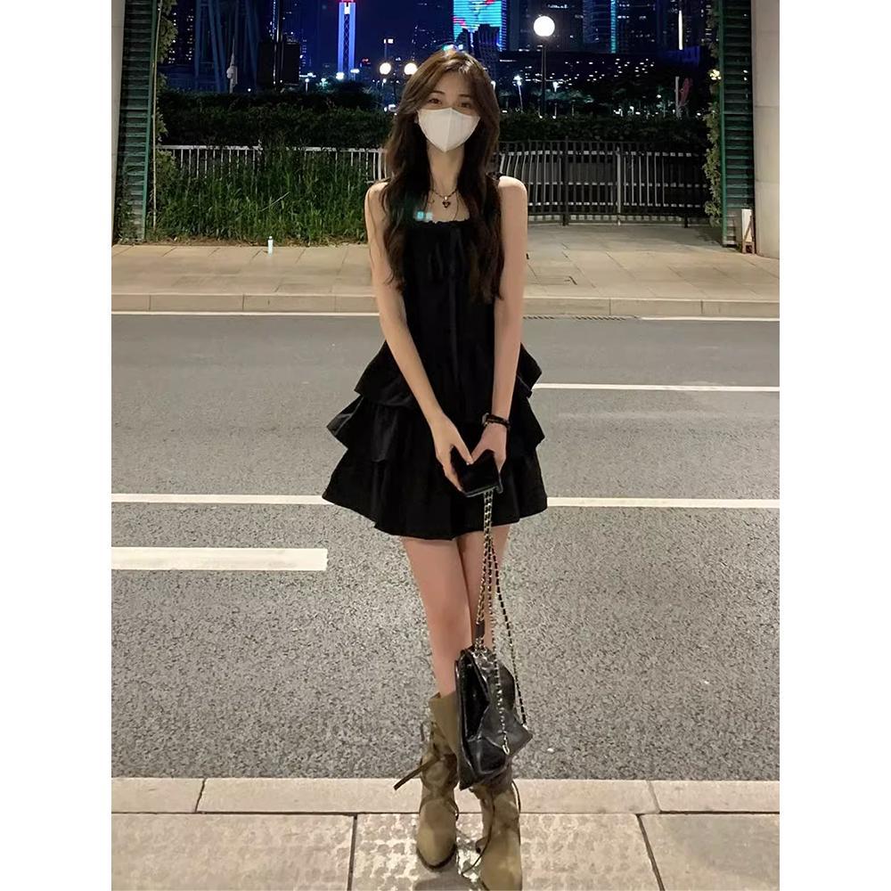 

Slip belt, little black dress, small woman, waist slimming, layered cake dress, summer XL- (recommended 110-60kg)