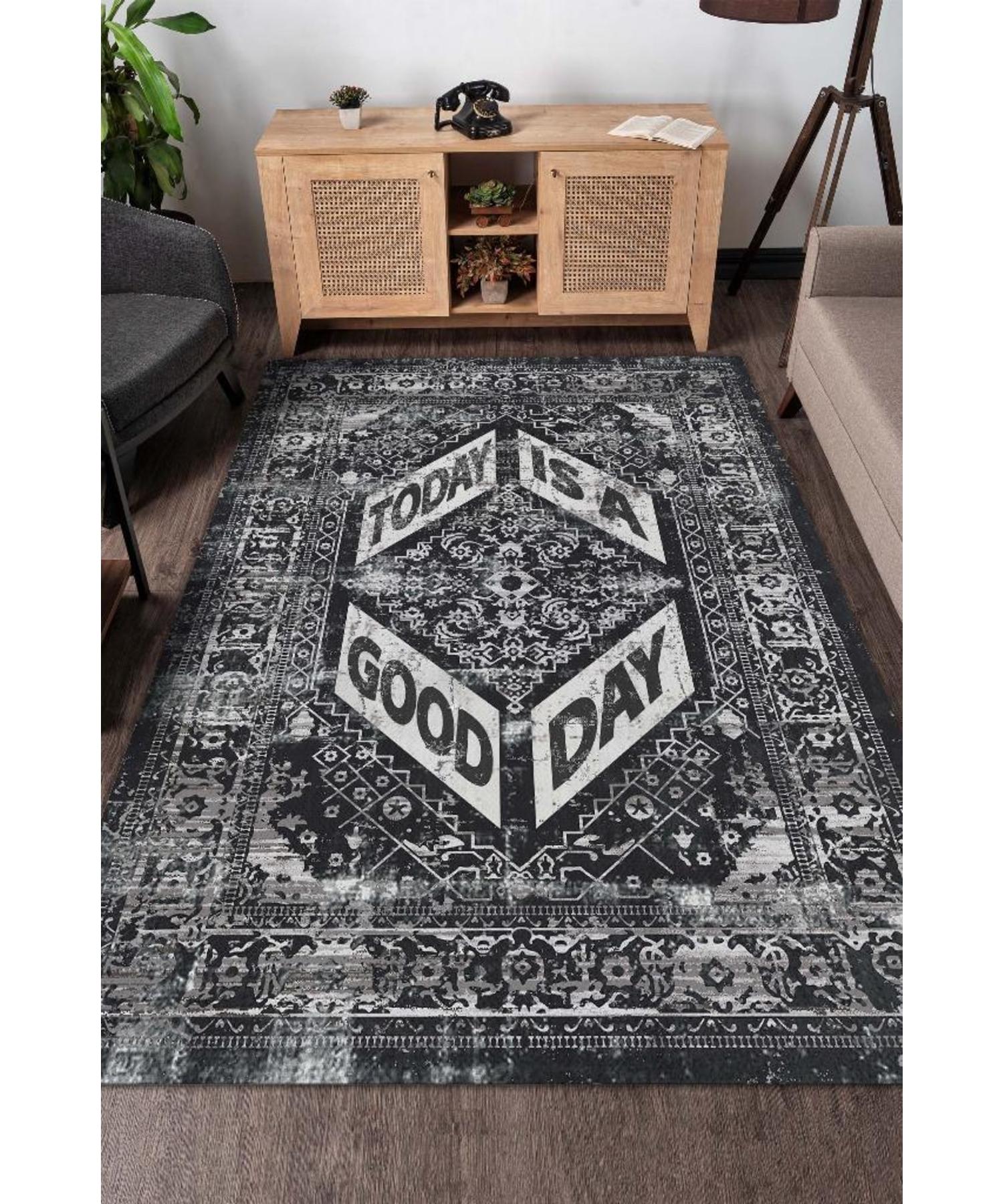 

Today Is A Good Day Washable Non-Slip Decorative Home Rug With Cotton Woven Base