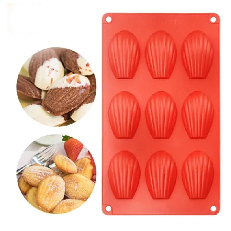 Non Stick Silicone Bakeware Mould, Handmade Soap Mold Tray, Biscuit Cake Shell, 9/18 Cavities Madeleine Silicone Cake Mold