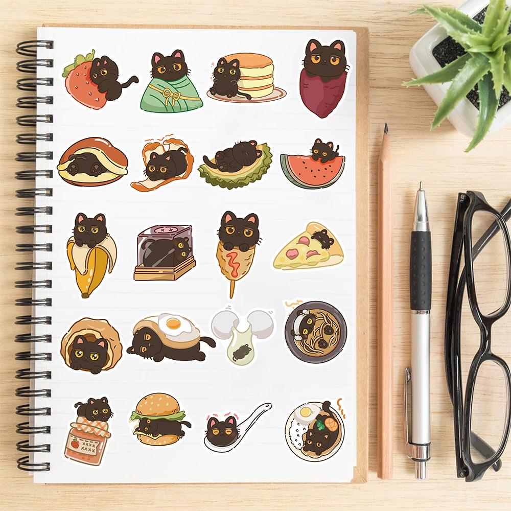 50/100PCS Black Cat Greedy Diary Sticker Classic Harajuku Graffiti Motorcycle Laptop Luggage Coffee Fridge Suitcase Phone Sticke
