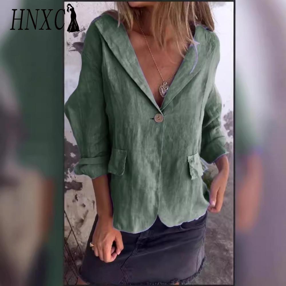 HNXC Women's Vintage Casual Lattice Print Autumn Winter Long Sleeve POLO Neck Jackets & Coats