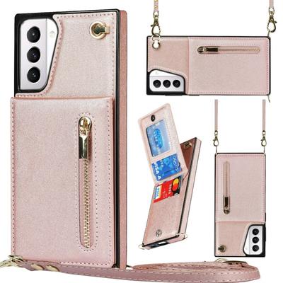 Zipper Wallet Case for Samsung Galaxy S21 S23 FE S22 S24 S25 S26 Plus Note 20 Ultra Card Holder Lanyard Crossbody Leather Cover