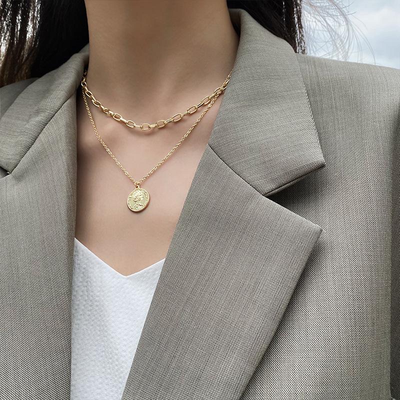 Multi Layer Choker Necklace Collar Statement Coin Pendant Necklace Women Jewelry