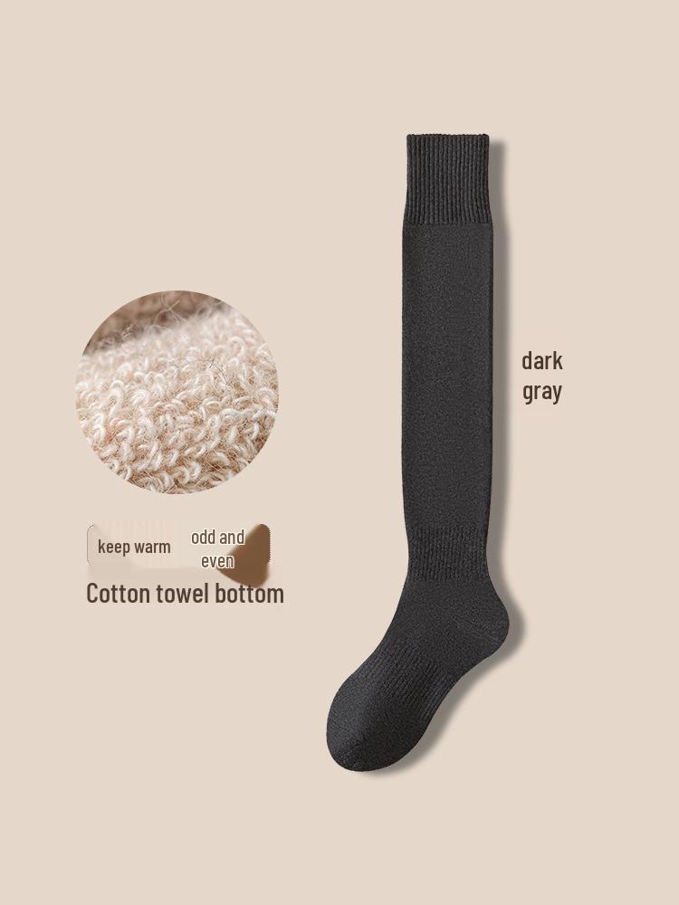 2025 Autumn/Winter Women's Fleece-Lined Over-the-Knee Socks – Warm, Thick, Terry Cotton.
