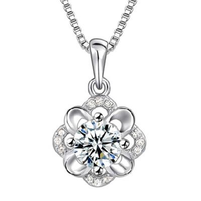 Temperamento Moda Flor Eterna Flor Pingente Colar Moda Feminina Banhado A Prata Jóias