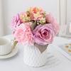 Artificial Flowers 5 Branches Silk Peony Roses Combination Home Room Decora Bridal Bouquet Wedding Wreath Accessories DIY Gifts