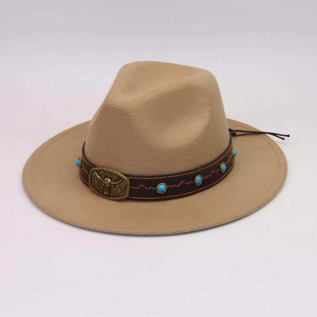 New Fashion High-end Western Cowboy Hat Vacation Travel Ethnic Style Tibetan Woolen Jazz Top Hat