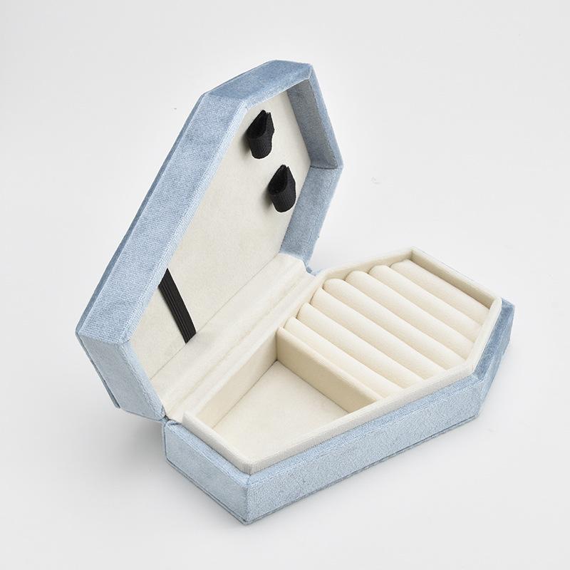 Velvet necklace packaging jewelry storage box coffin-shaped premium velvet jewelry box G80; coffin jewelry box
