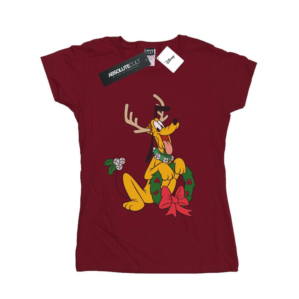 Disney Damen/Damen Pluto Weihnachts-Rentier-T-Shirt aus Baumwolle