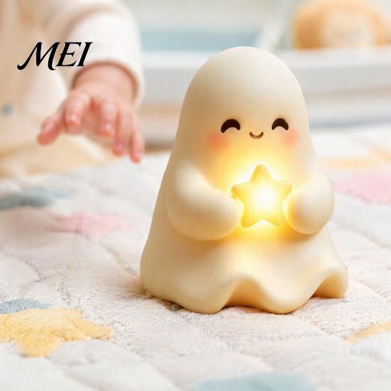 Autumn Seasonal Home Decor Halloween Cute Light Up Ghost Decoration, Small Statue Night Light, LED for Kids Room Resin Table Decoration Indoor,