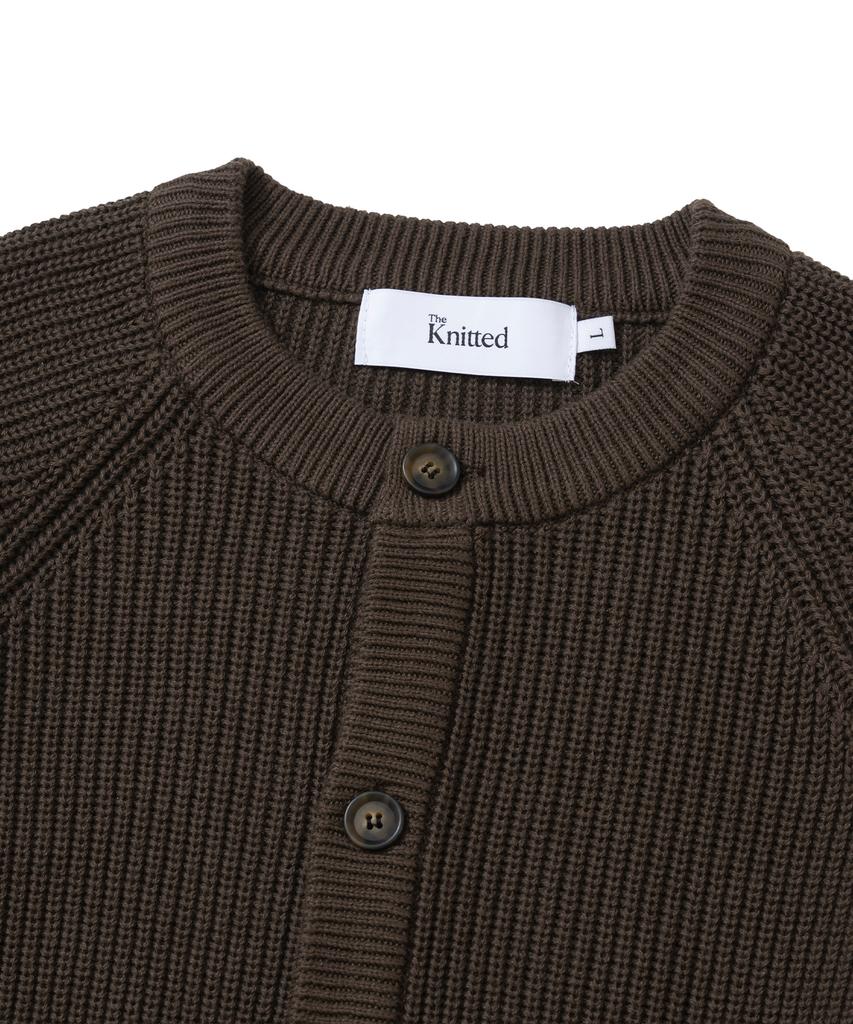 Knitted [Knitted X Fashion Planet] Cotton Waffle Round Cardigan Brown
