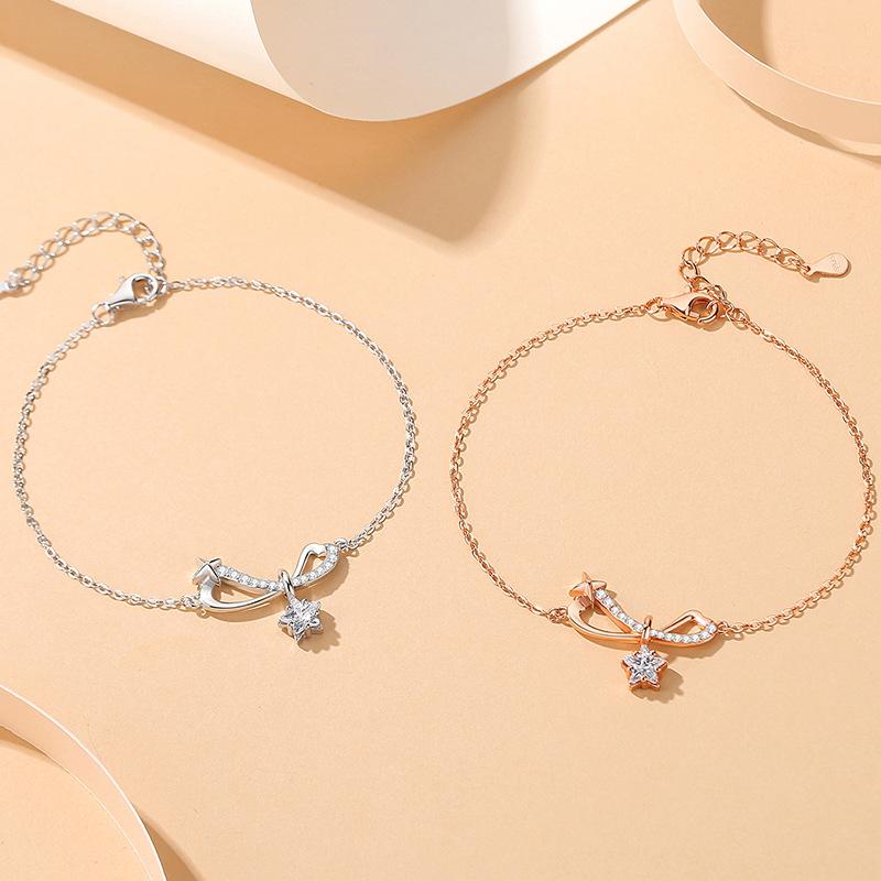 Stjerneelv Armbånd Dame Rent Sølv Unikt Design Følelse Sløyfe Stjerne Armbånd Julegave