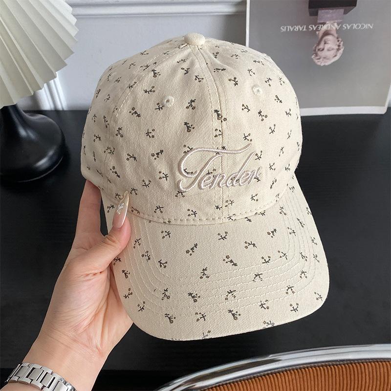 Wind Soft Top Small Floral Baseball Cap Children's Letter Embroidery Versatile Blue Cap