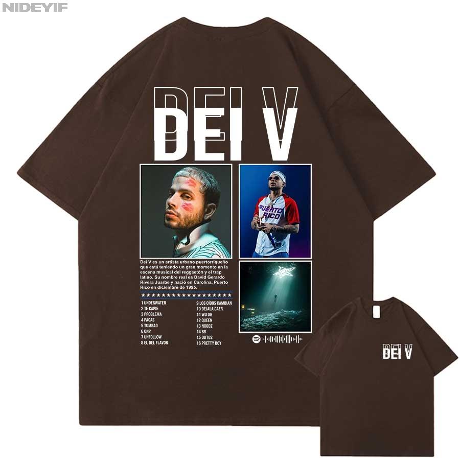 Dei V Quien Es Dei V Tour 2026 T shirt for Unisex Women Hiphop Streetwear Oversized Tops 100 Cotton TShirt EDV3