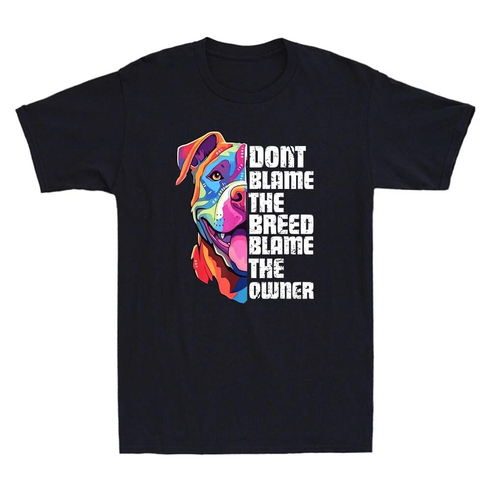 Dont Blame The Breed Blame The Owner Funny Pitbull Lover Vintage Men s T-Shirt L