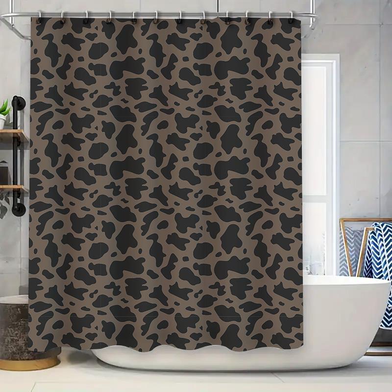 

Animal Print Shower Curtain Waterproof Bath Decor Large Size Modern Home Decorative Dark Brown Cow Pattern (180X180Cm) W60H190(CM)-1 Pcs