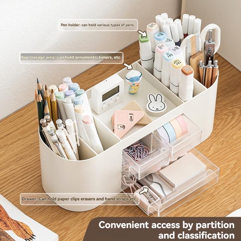 Plastic Pen Holder Storage Box Desktop Storage Multi Functional Simple Office Stationery  Pen Holder