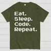Eat Sleep Code Repeat Cotton Summer Casual Cool Loose T-Shirt