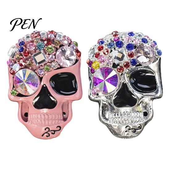 Retro Skull Car Accessory Bling Vent Clips, Rhinestone Diffuser Clip, Shiny Air Freshener Conditioner Decoration, Funny Auto Interior Accessories for