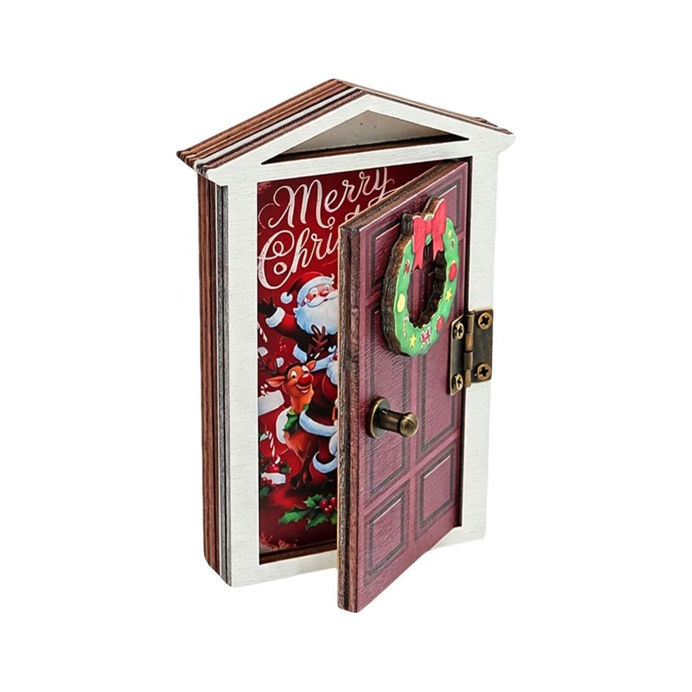 Glowing Elf Door Refrigerator Magnet Wooden Refrigerator Patch Christmas Fridge Magnet Holiday