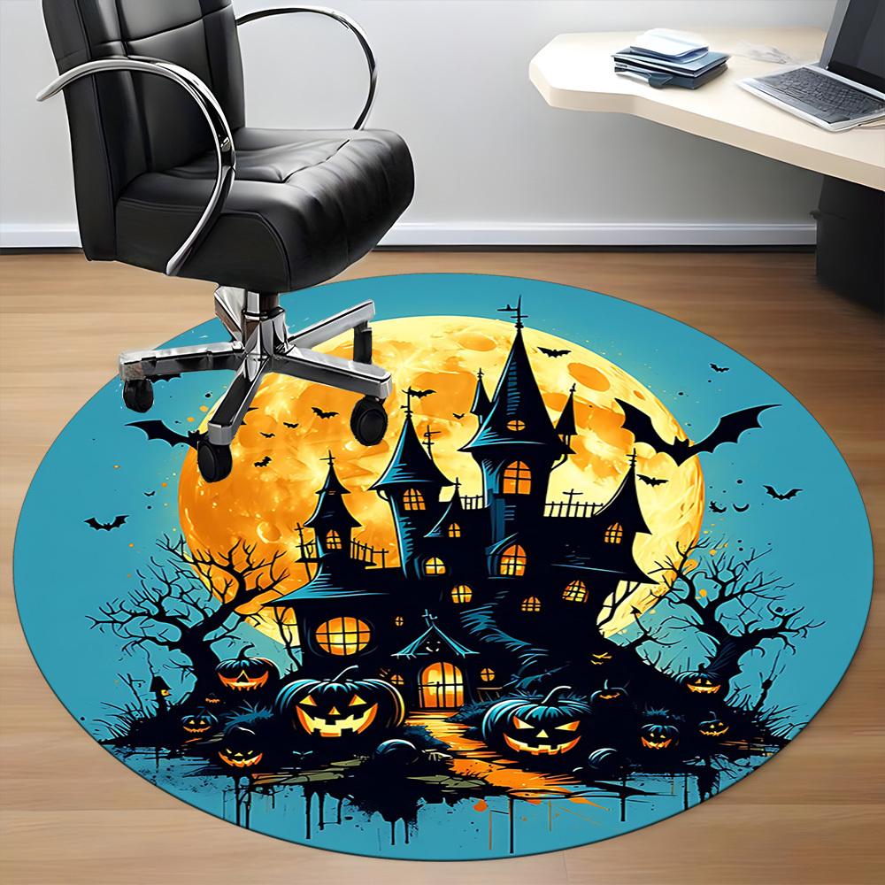 1pc Halloween Haunted Office Round Area Rug, Under Office Chairs Bedroom Living Room Home Decor, Room Deco, Available in Various Sizes