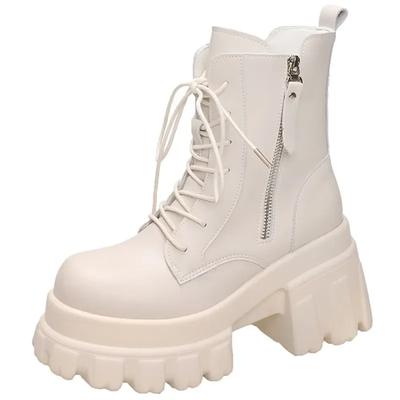 Chunky Platform Ankle Boots Women New Autumn Winter Motorcycle Boots Woman Thick Bottom Non Slip Leather Combat Boots 9CM