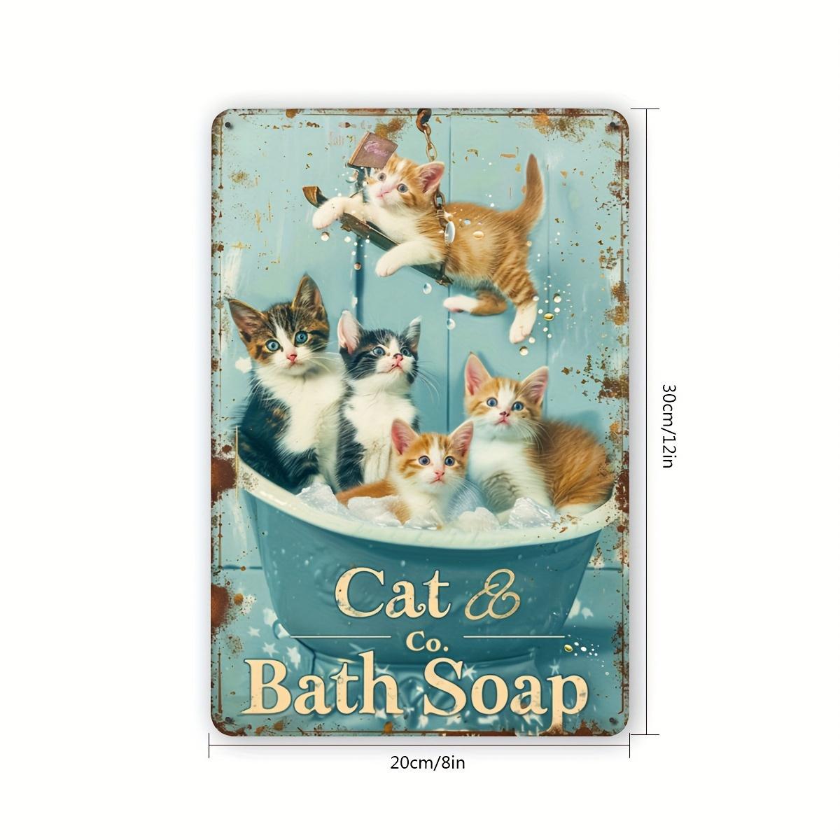 

Vintage Cat Bath Iron Sign Kitten Playing in Bathtub Wall Decor Home Office Cafe Bar Indoor Outdoor 20x30cm（7.8x11.8inch）