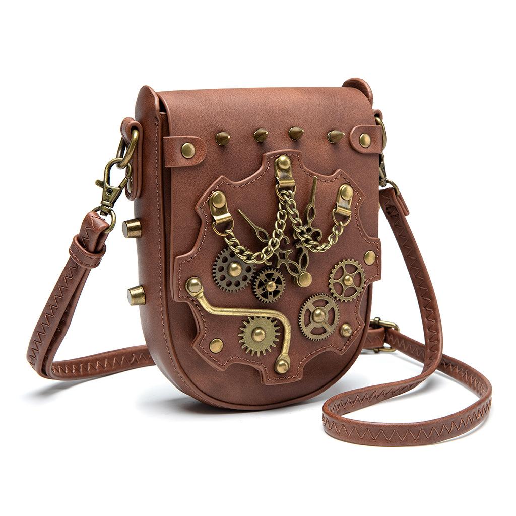 Medeltida Retro PU Tung Industri Dumplingväska, En Nisch Original Damens Enkelaxel Crossbody Mobiltelefon Myntväska